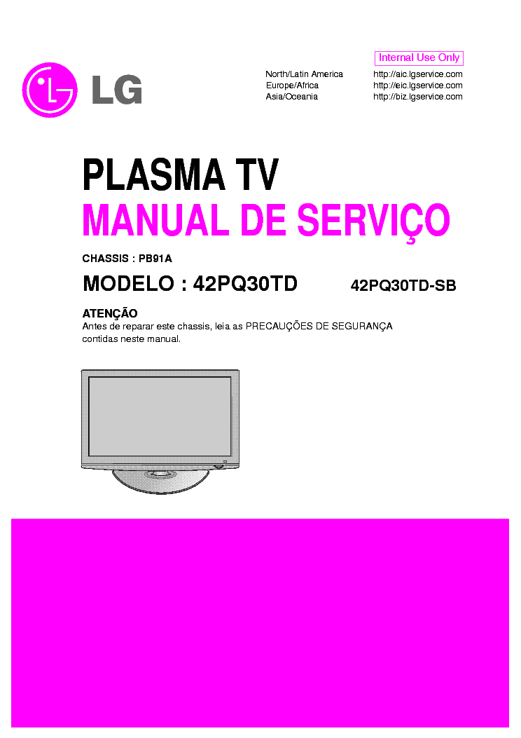 LG 42PQ30TD[-SB] CHASSIS PB91A service manual (1st page)